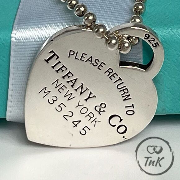 Tiffany & Co. Jewelry - Tiffany & Co. Beaded 34” Chain Return to Tiffany Heart Tag Necklace in Silver